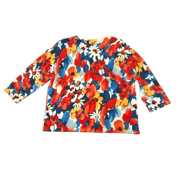 Alfred Dunner Floral Sweater size PL Large Petite Beaded 3/4 Bright Womens LP - Picture 3 of 4